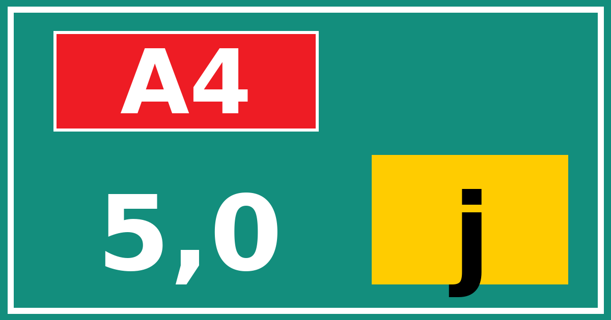 Hectometerbord A4 5,0 letter j