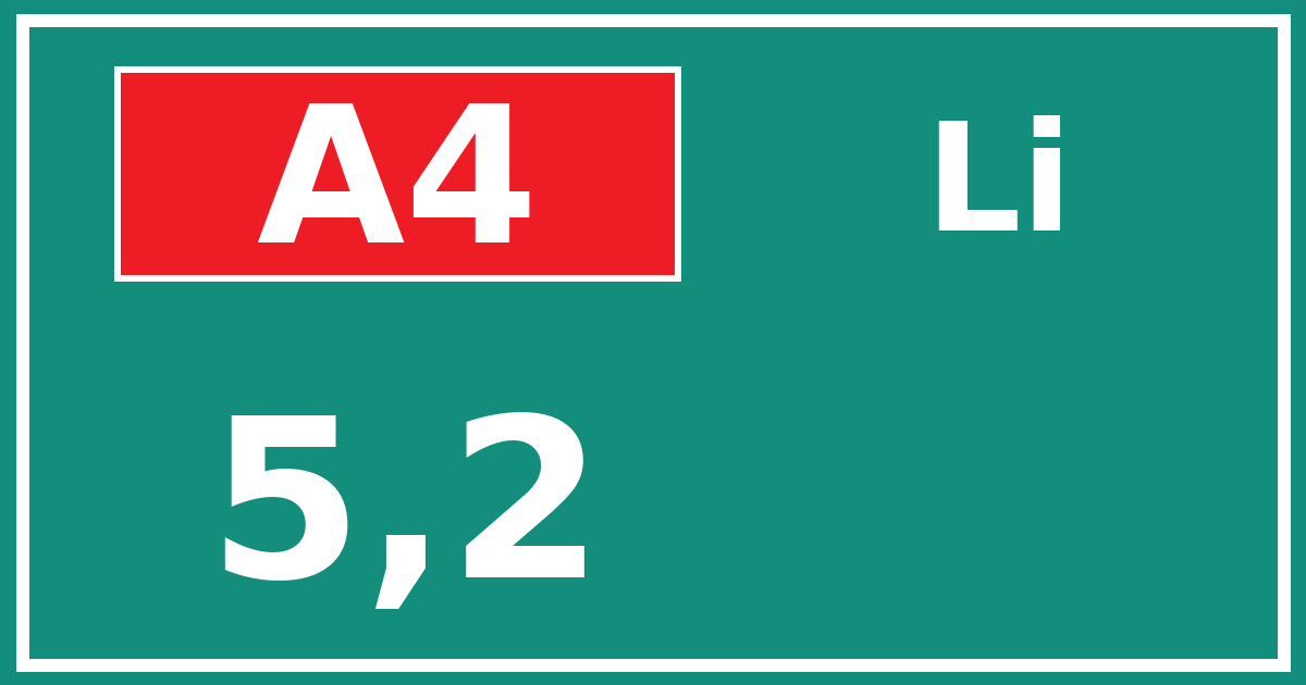 Hectometerbord A4 5,2 zijde Li
