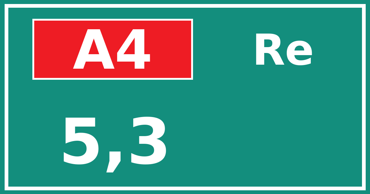 Hectometerbord A4 5,3 zijde Re