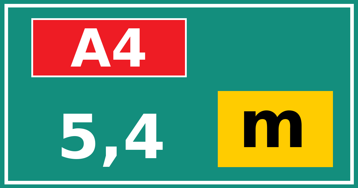 Hectometerbord A4 5,4 letter m