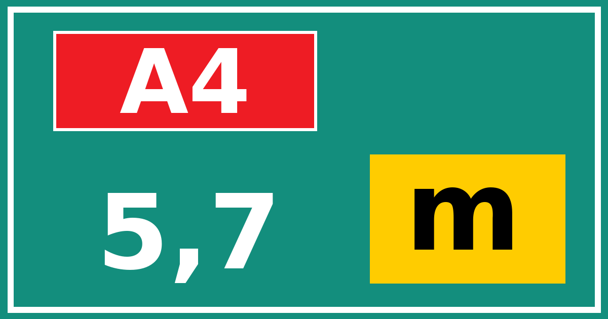 Hectometerbord A4 5,7 letter m