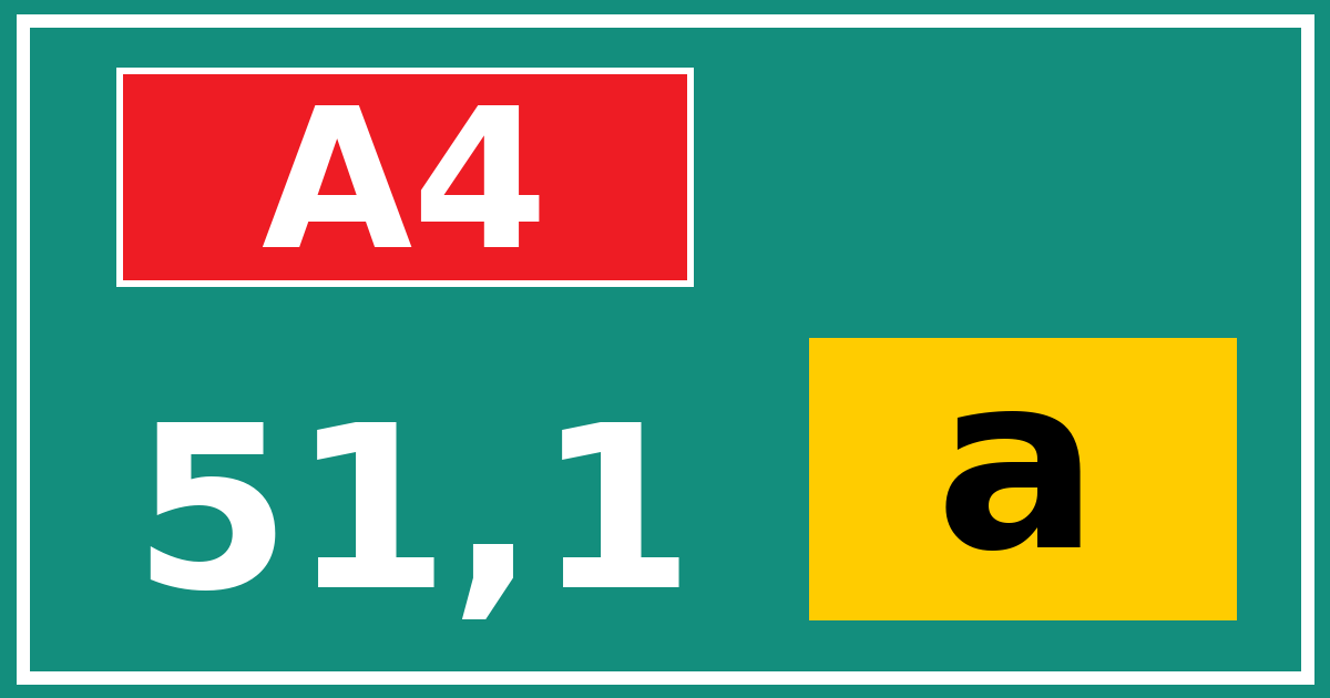 Hectometerbord A4 51,1 letter a