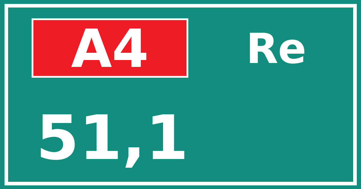 Hectometerbord A4 51,1 zijde Re