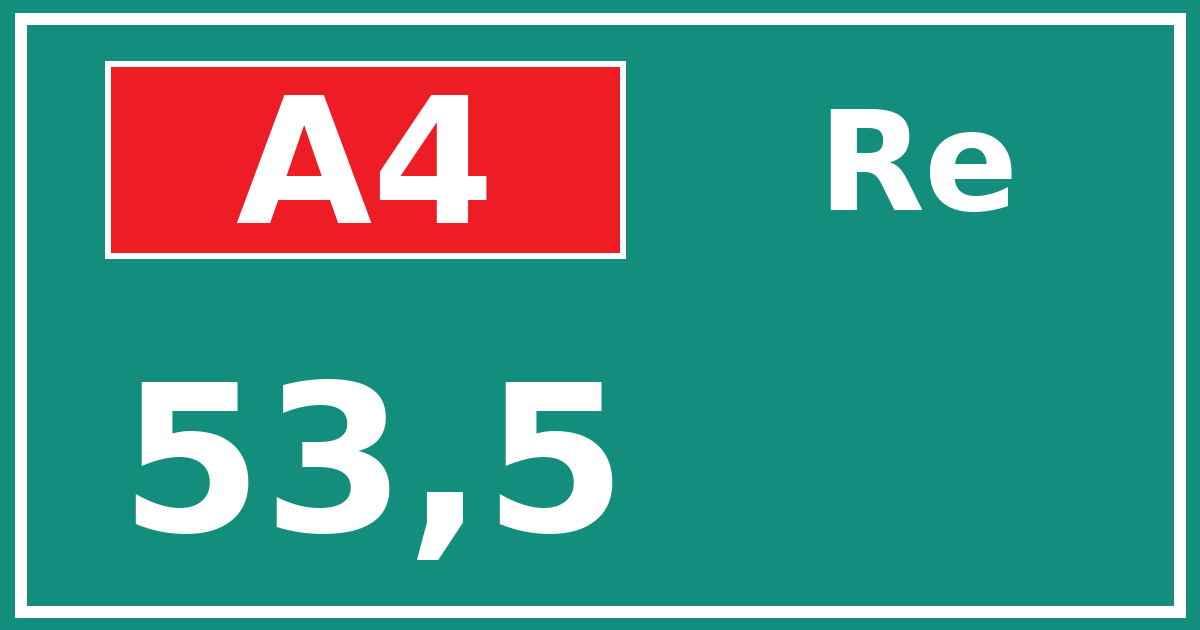 Hectometerbord A4 53,5 zijde Re