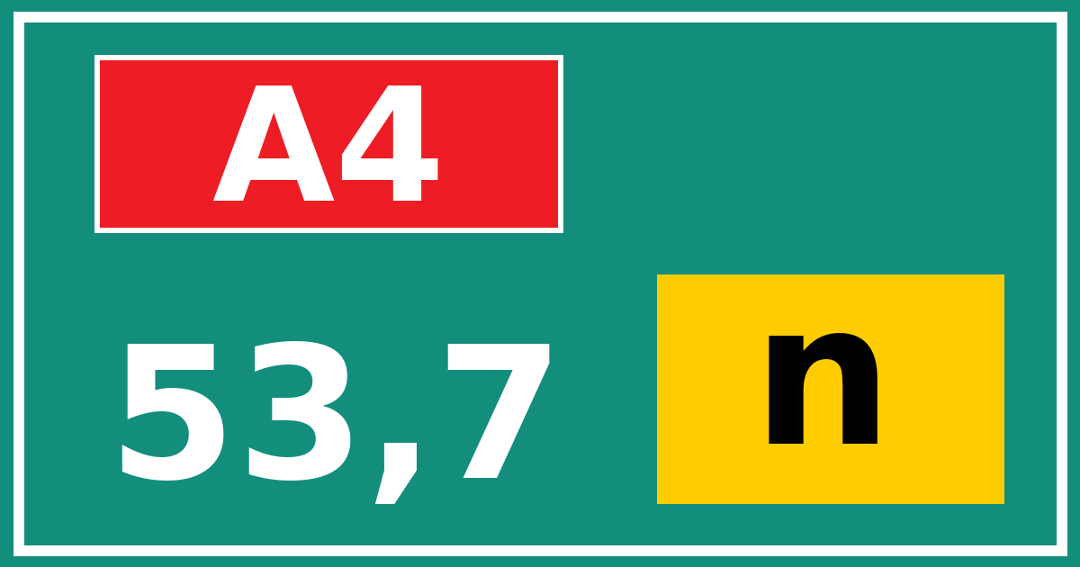 Hectometerbord A4 53,7 letter n