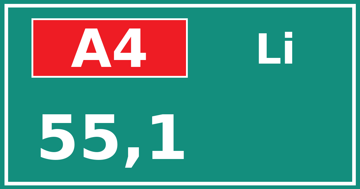 Hectometerbord A4 55,1 zijde Li