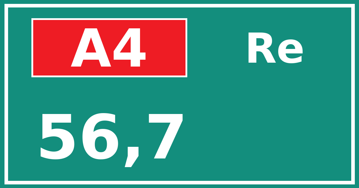 Hectometerbord A4 56,7 zijde Re