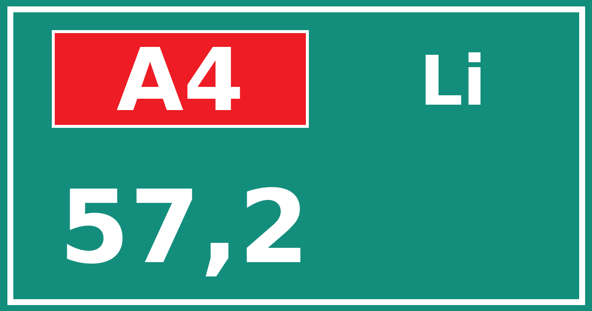 Hectometerbord A4 57,2 zijde Li