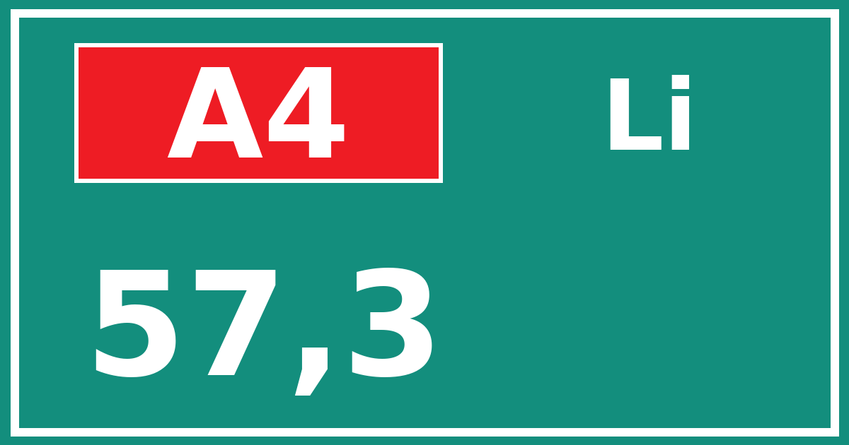 Hectometerbord A4 57,3 zijde Li