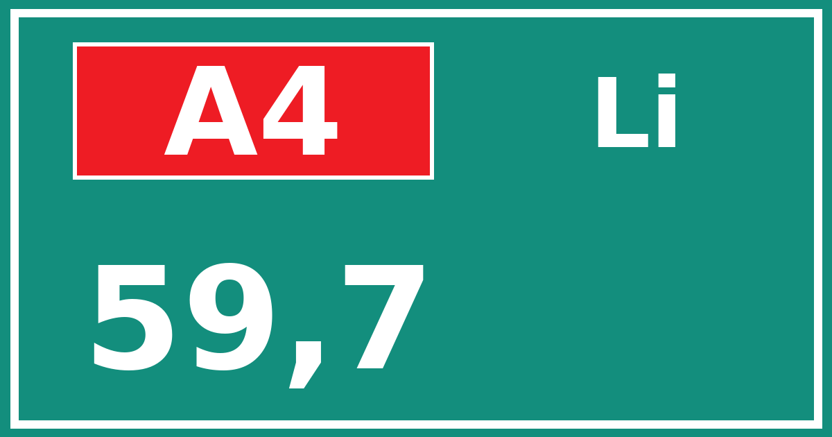 Hectometerbord A4 59,7 zijde Li