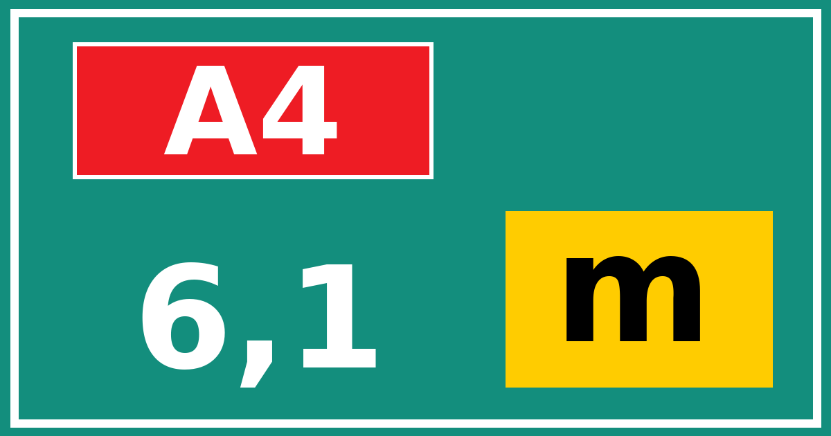 Hectometerbord A4 6,1 letter m