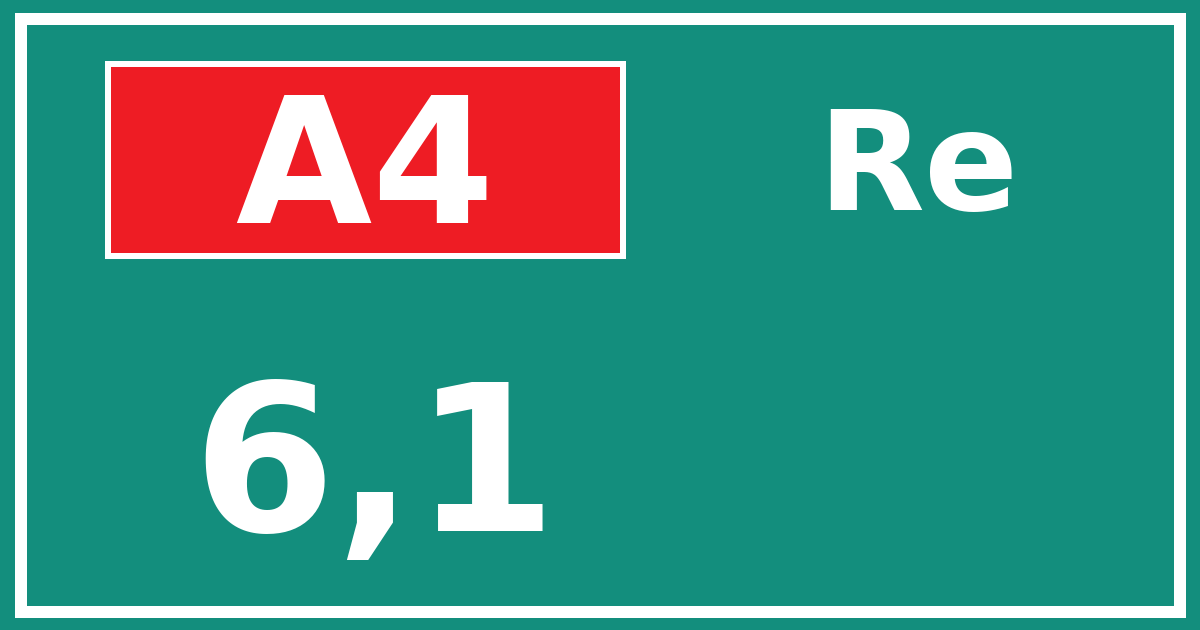 Hectometerbord A4 6,1 zijde Re