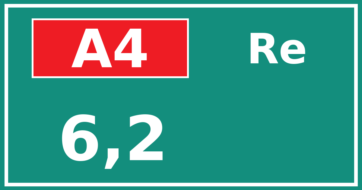 Hectometerbord A4 6,2 zijde Re