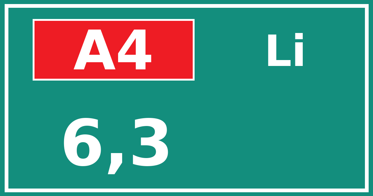 Hectometerbord A4 6,3 zijde Li