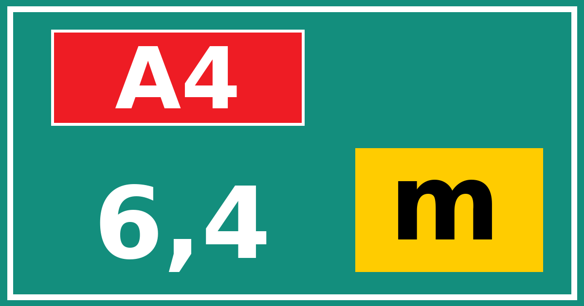 Hectometerbord A4 6,4 letter m
