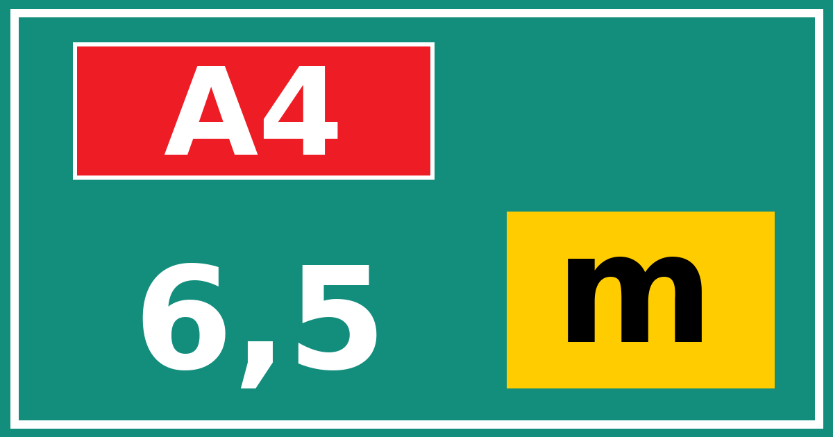 Hectometerbord A4 6,5 letter m