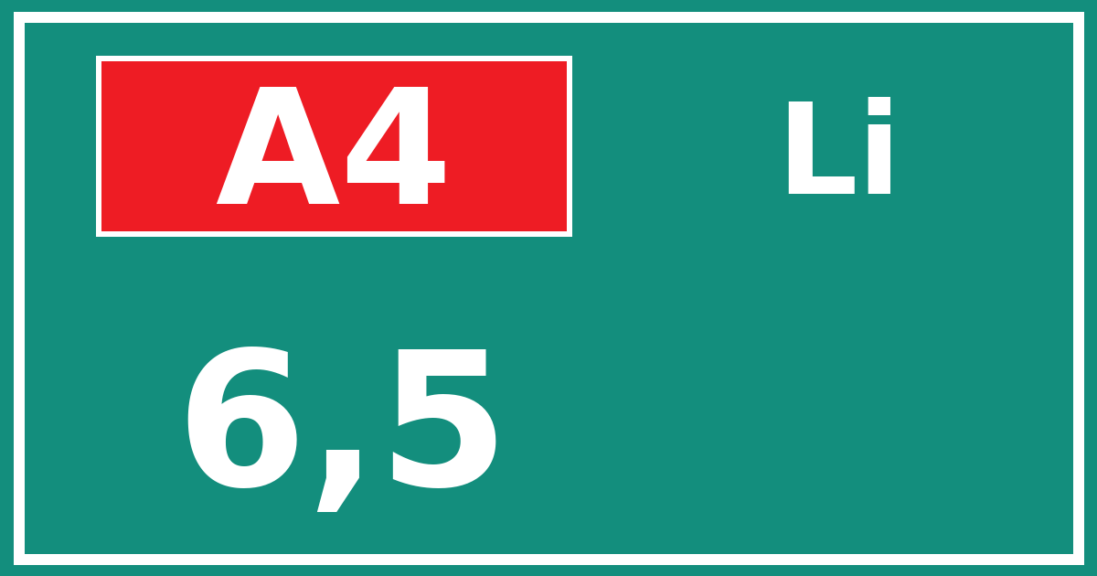 Hectometerbord A4 6,5 zijde Li