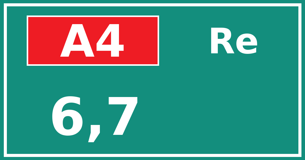 Hectometerbord A4 6,7 zijde Re