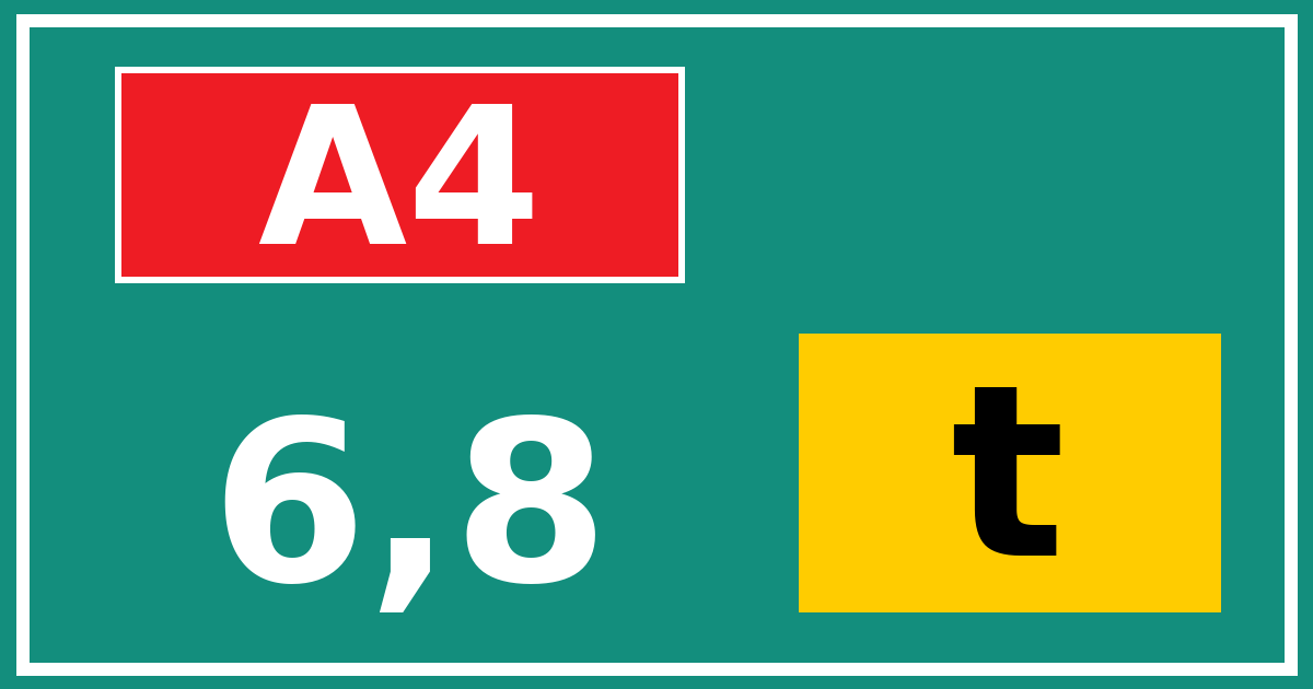 Hectometerbord A4 6,8 letter t