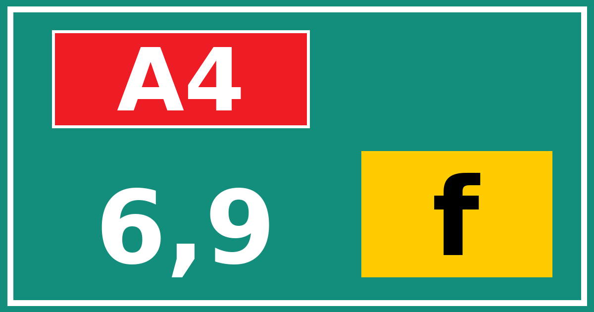 Hectometerbord A4 6,9 letter f