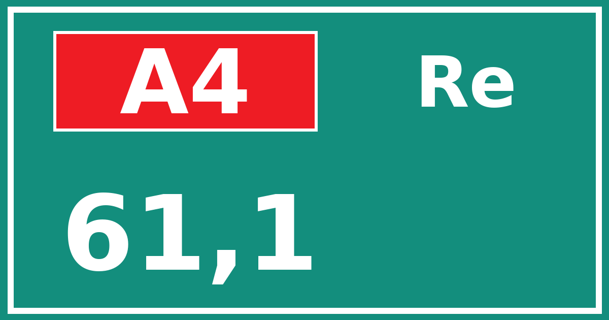 Hectometerbord A4 61,1 zijde Re