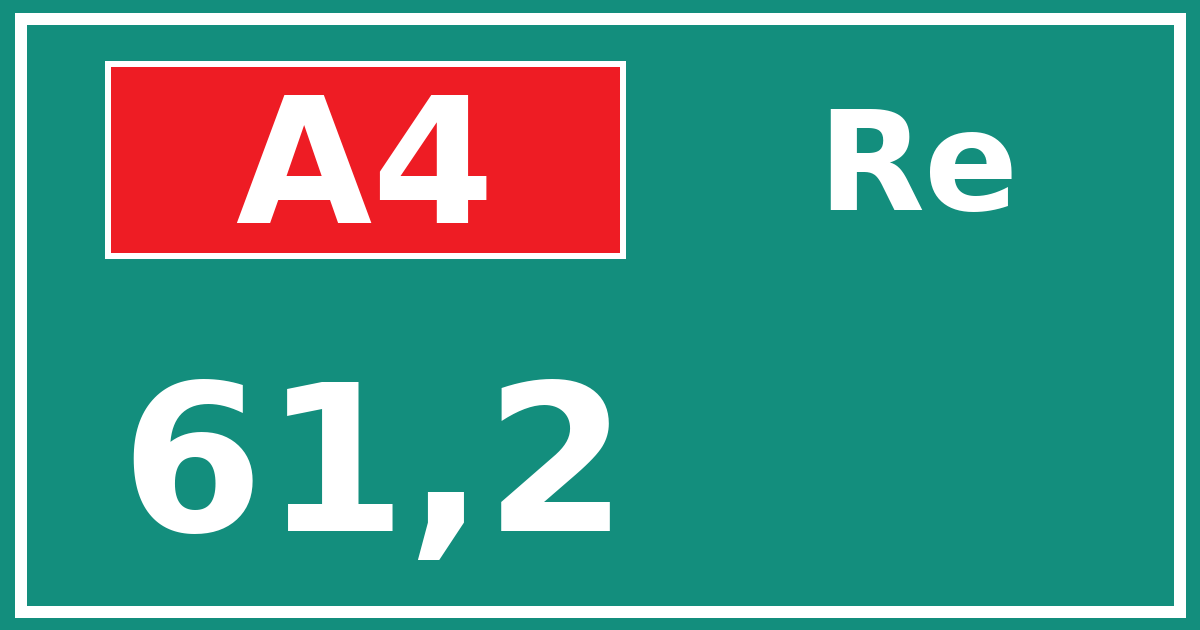 Hectometerbord A4 61,2 zijde Re