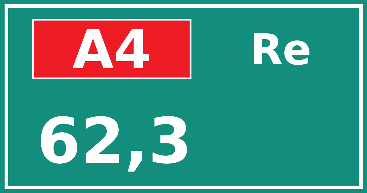 Hectometerbord A4 62,3 zijde Re