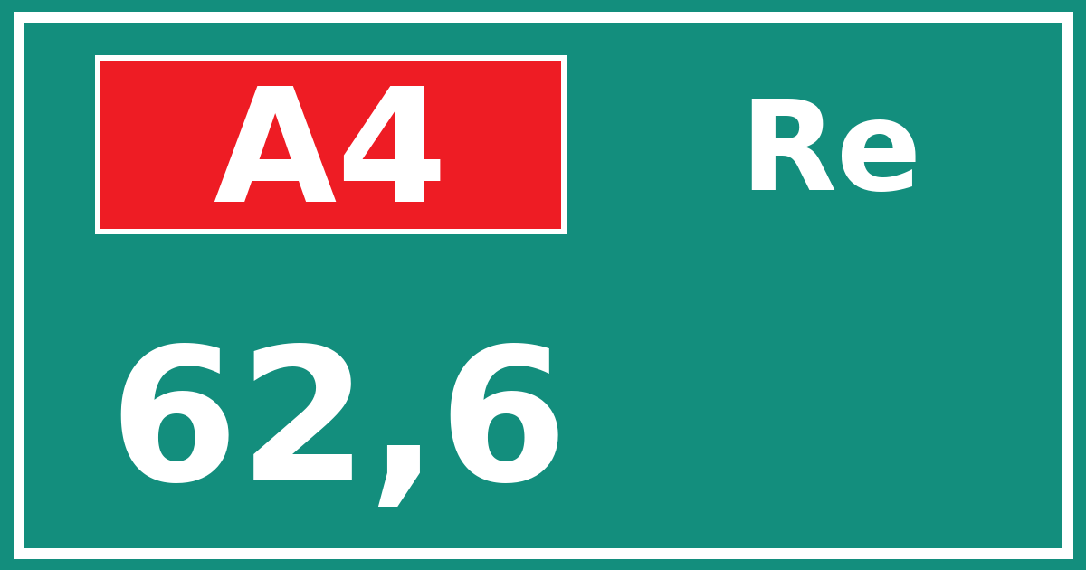 Hectometerbord A4 62,6 zijde Re
