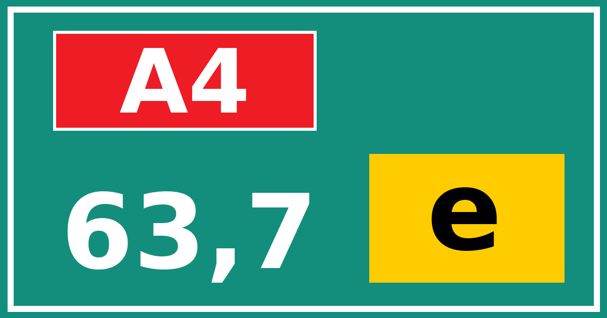Hectometerbord A4 63,7 letter e