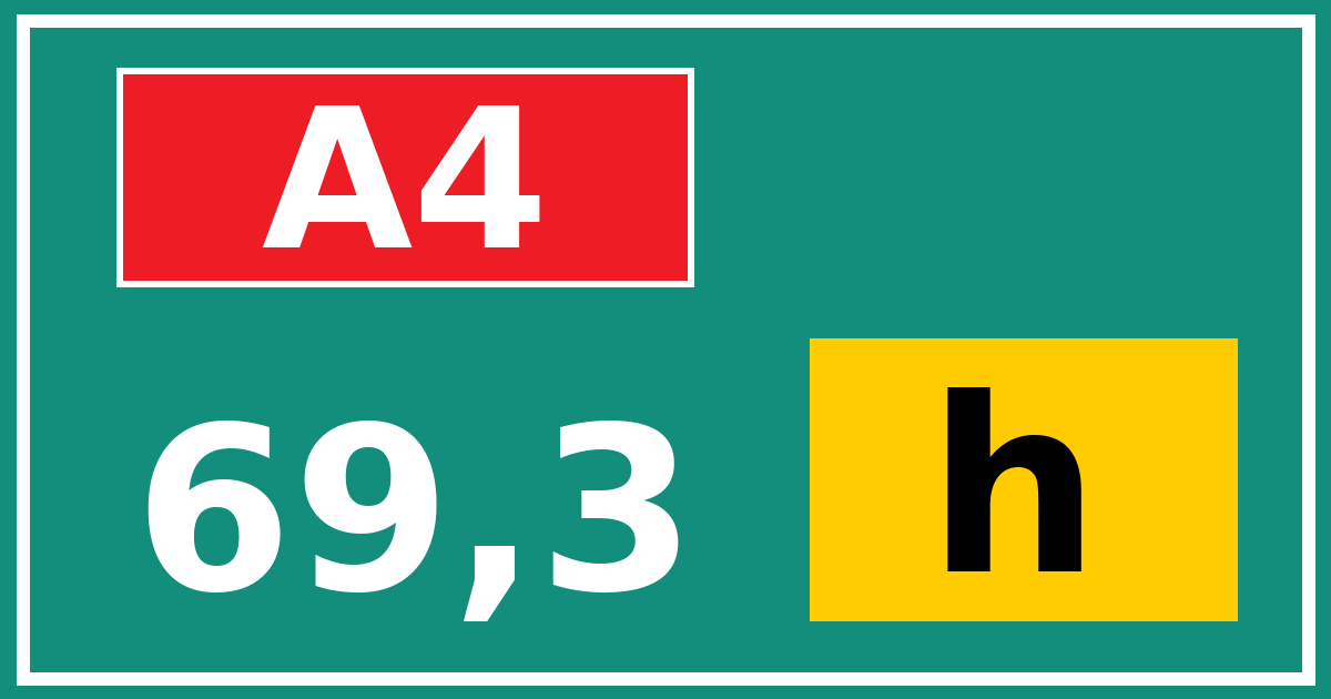 Hectometerbord A4 69,3 letter h