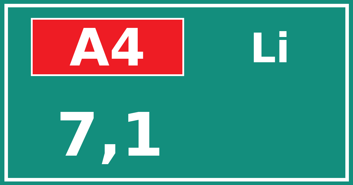 Hectometerbord A4 7,1 zijde Li