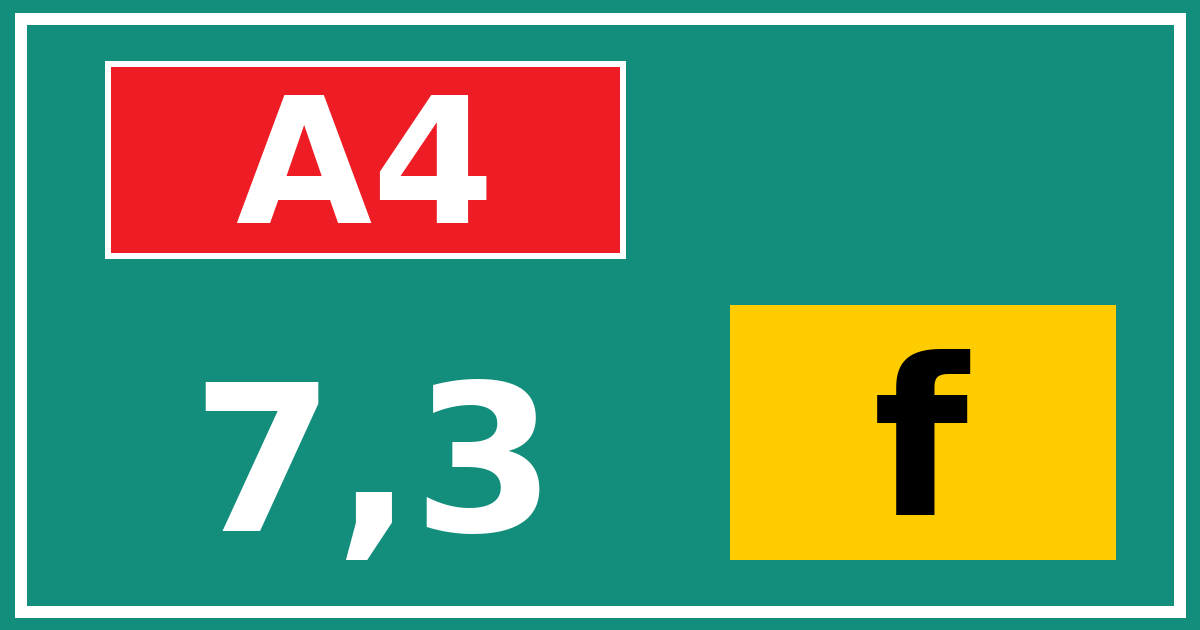Hectometerbord A4 7,3 letter f