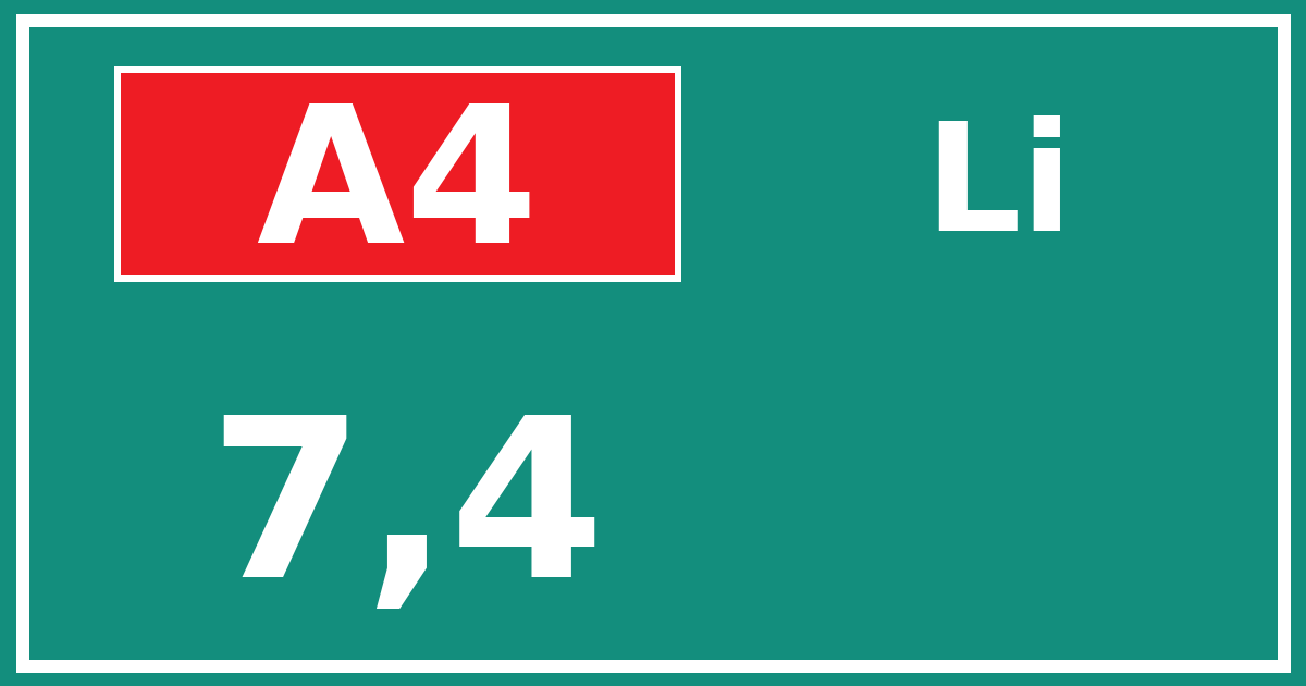 Hectometerbord A4 7,4 zijde Li