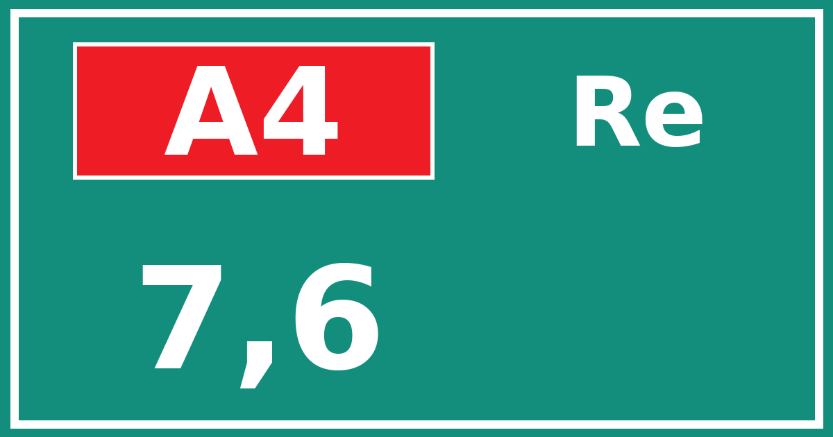 Hectometerbord A4 7,6 zijde Re