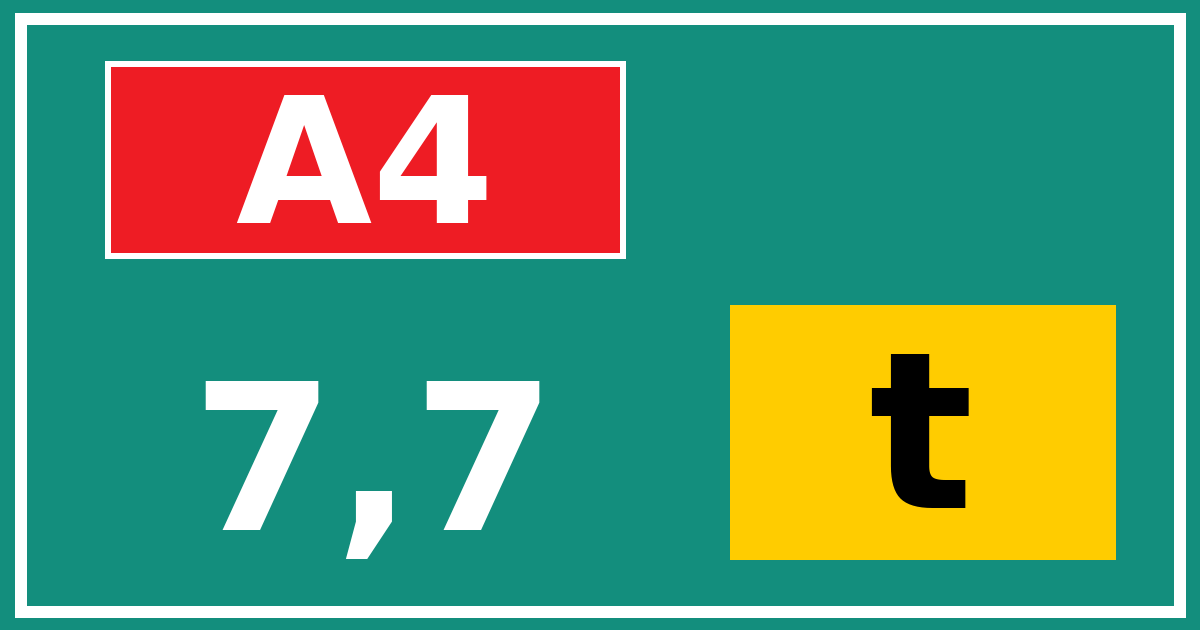 Hectometerbord A4 7,7 letter t