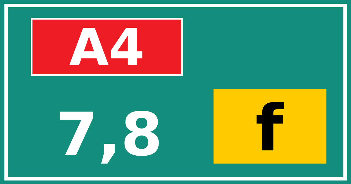 Hectometerbord A4 7,8 letter f
