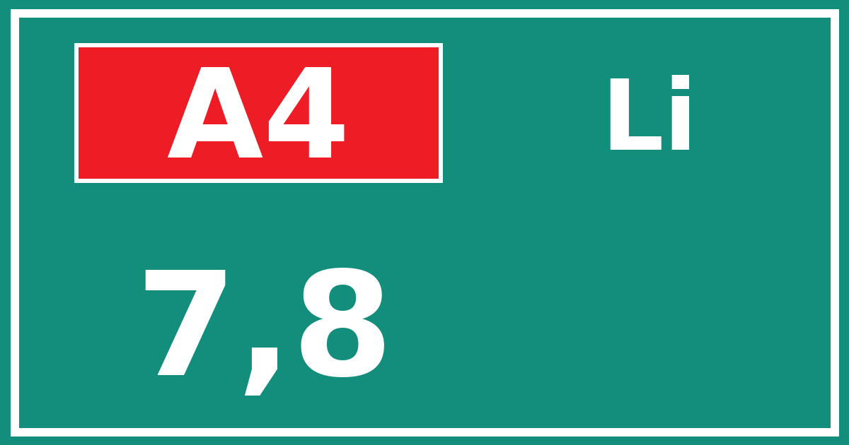 Hectometerbord A4 7,8 zijde Li