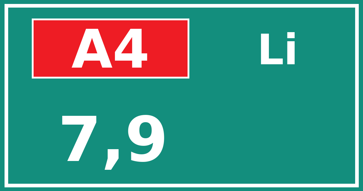 Hectometerbord A4 7,9 zijde Li