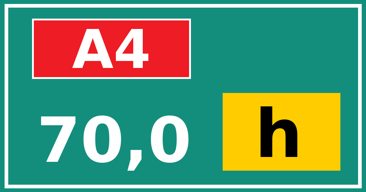Hectometerbord A4 70,0 letter h