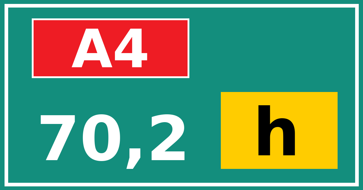 Hectometerbord A4 70,2 letter h