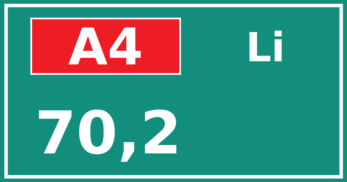 Hectometerbord A4 70,2 zijde Li