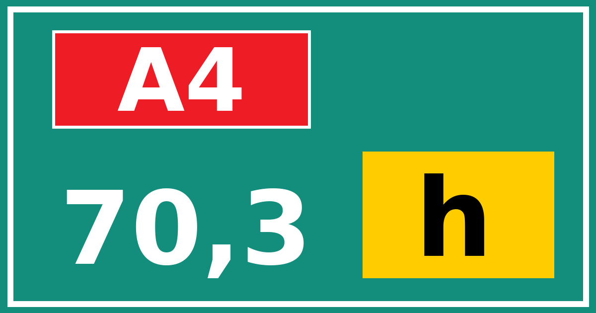 Hectometerbord A4 70,3 letter h