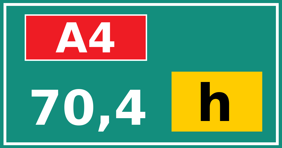 Hectometerbord A4 70,4 letter h
