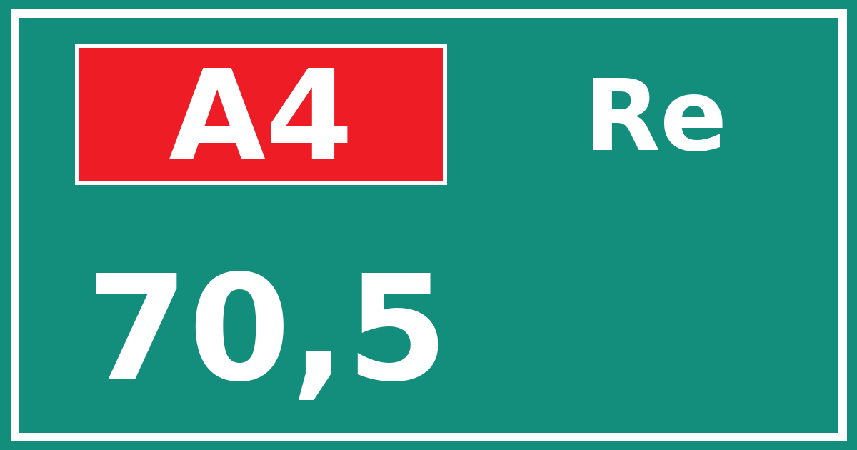 Hectometerbord A4 70,5 zijde Re
