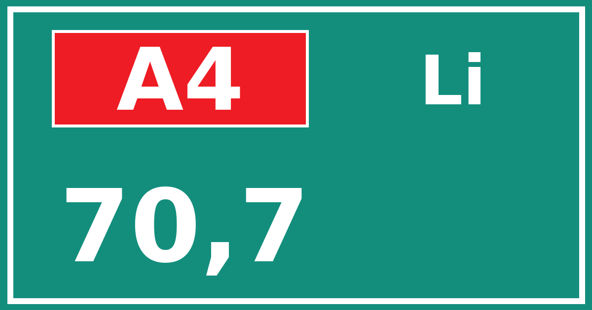 Hectometerbord A4 70,7 zijde Li