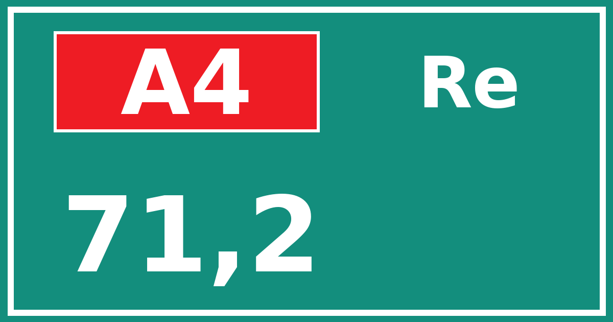 Hectometerbord A4 71,2 zijde Re