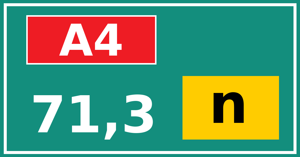 Hectometerbord A4 71,3 letter n