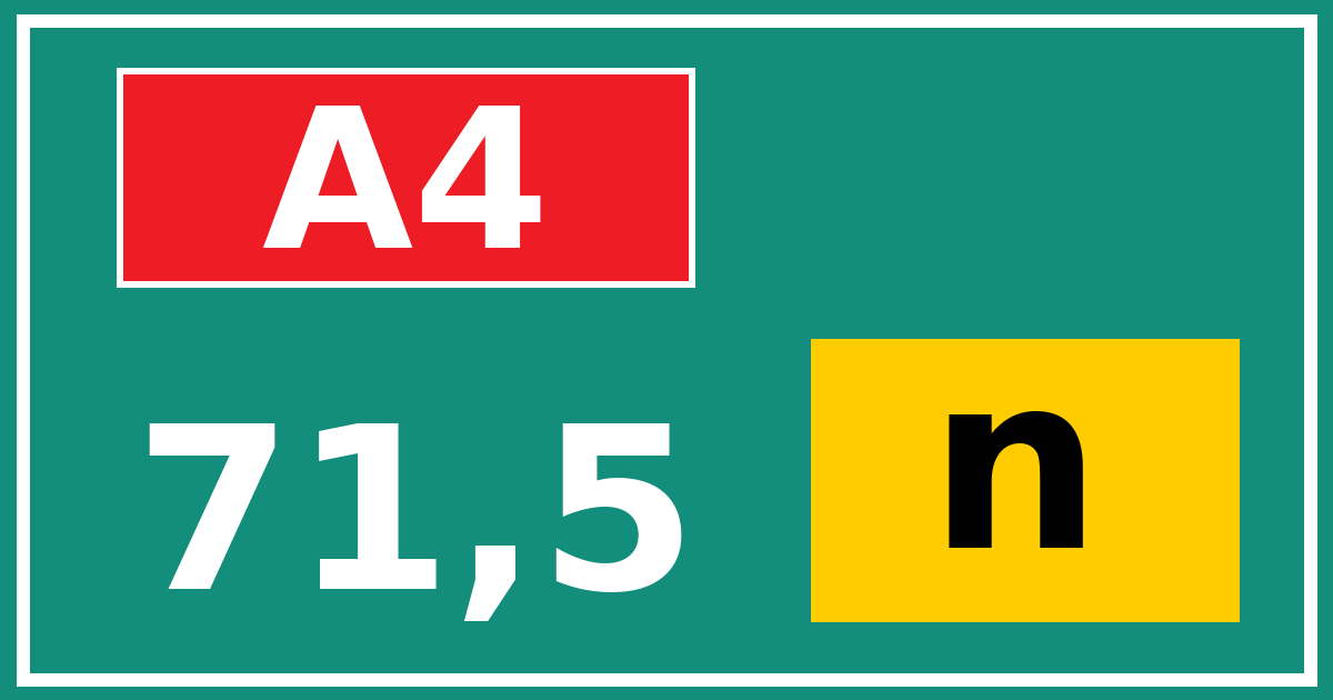 Hectometerbord A4 71,5 letter n