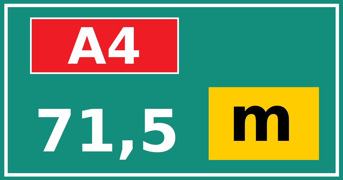 Hectometerbord A4 71,5 letter m