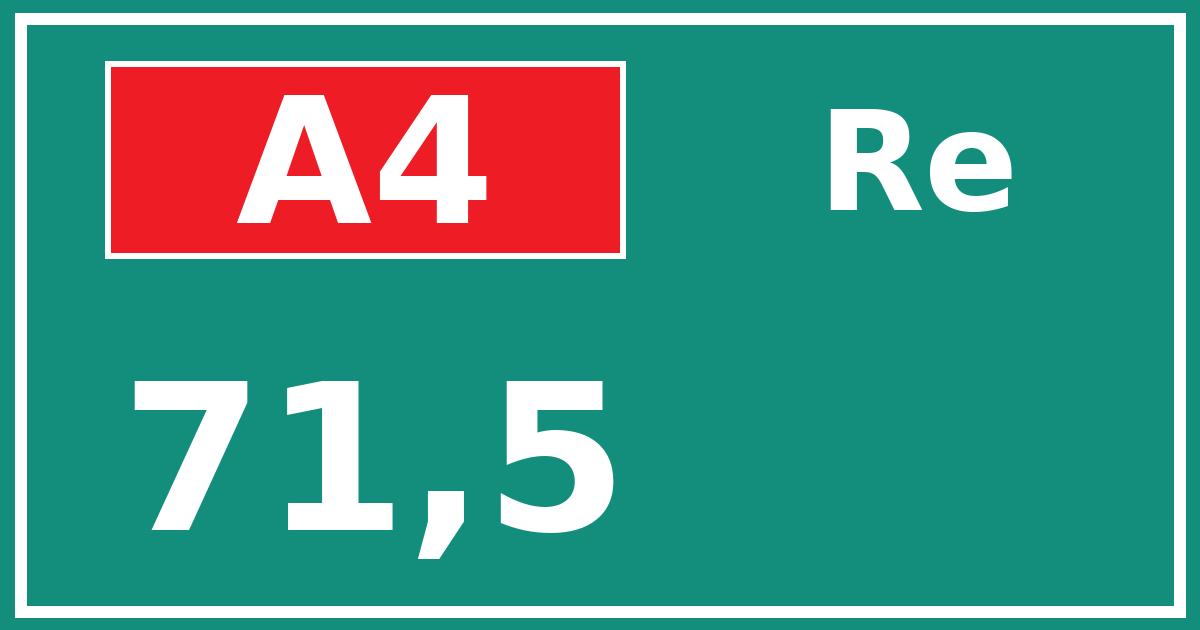 Hectometerbord A4 71,5 zijde Re